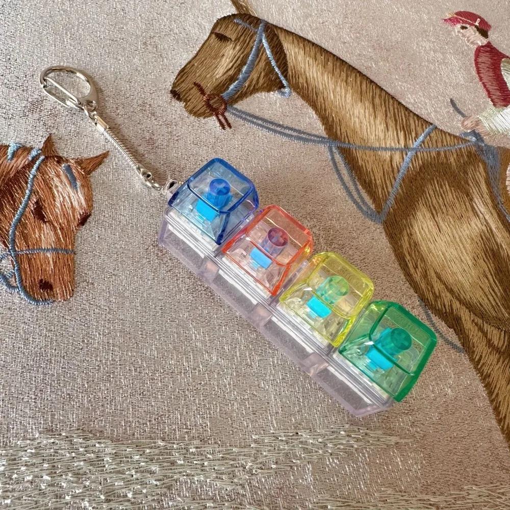 New Fidget Keychain DIY Keyboard Fidget Keychain Keys Button Relief Stress Finger Keyboard Cap 4/9Keys Pass The Time Clicker Toy