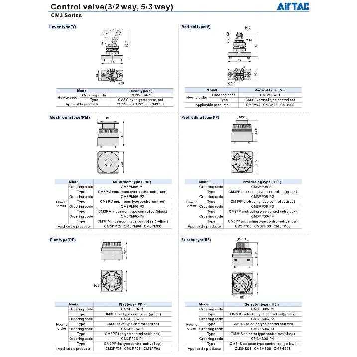 AIRTAC Mekanik CM3R-05/06/08 CM3Y CM3V CM3B CM3L Kontrol Vanası 3/2 Yollu Kol Tipi krank kolu tipi