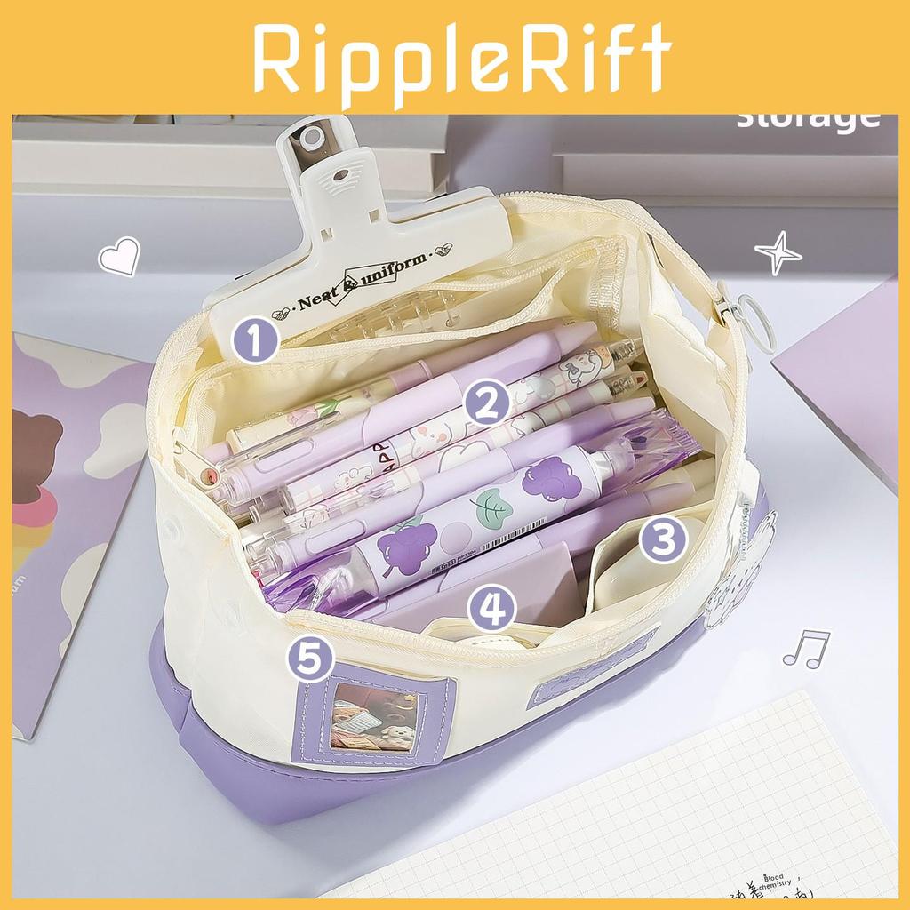 Multi Function Fabric Pencil Pouch With Card Slot And Keychain For Office And School