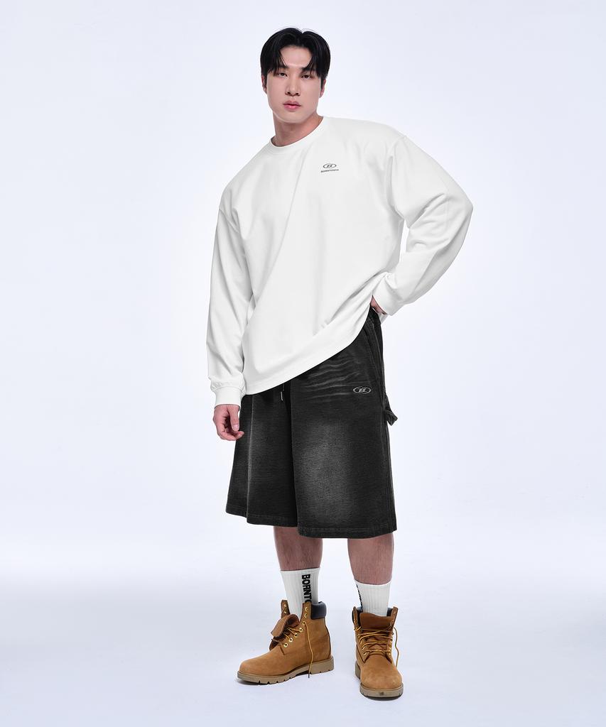 BORN TO WIN Silver B Logo Over Fit Long Sleeve [White]