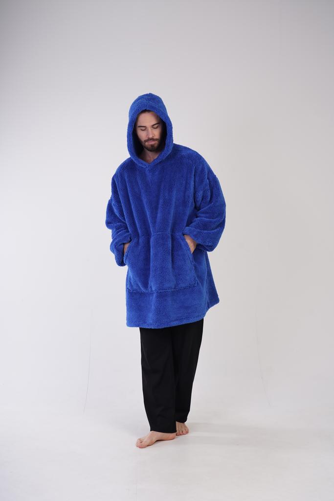 Bluza Koc Oversize Kocobluza Pluszowa 2W1 Szlafrok Z Kapturem Duża Gruba