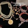 Flower Silk Liu Color Red Glue Flower Fox Small Waist Crystal Flower Bracelet, New Chinese Style, Yellow God Of Wealth Blessing Bead Sweater Chain