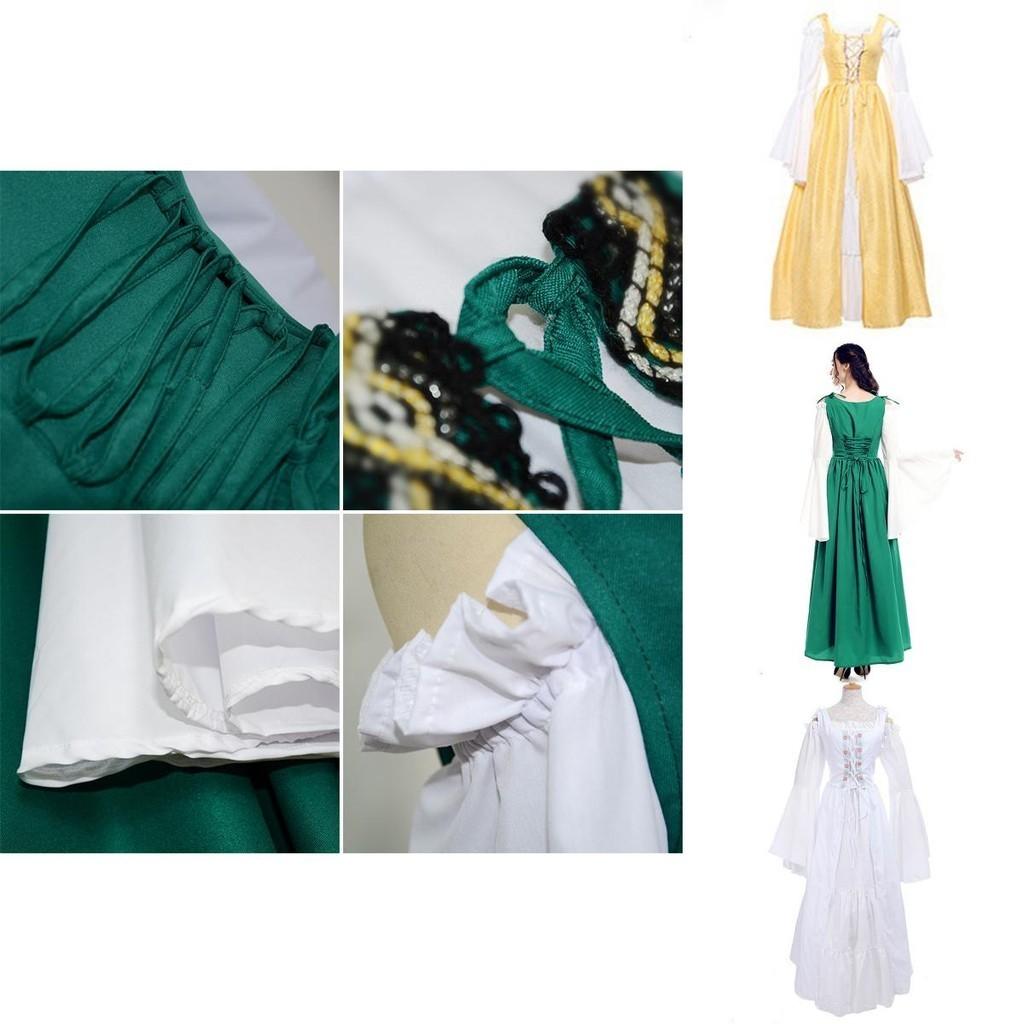 Stunning Women's Floor Length Renaissance Medieval Gown Featuring Off Shoulder Design And Elastic Waist