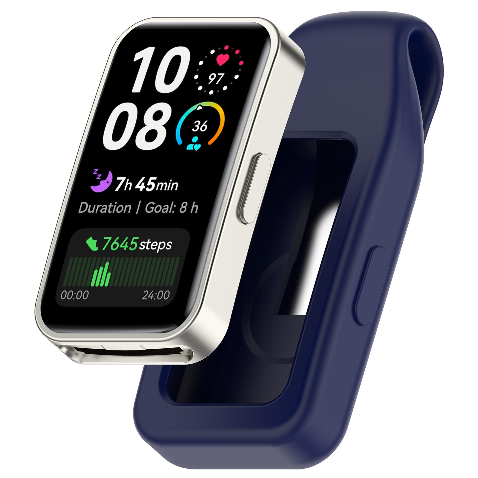 

For Huawei Band 10/9/8 Clip Buckle Replacement Case Smart Watch Silicone Cover Midnight Blue