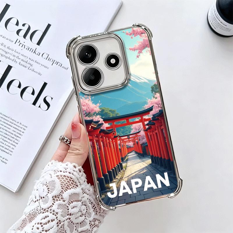 Osaka Tokyo Japan Scenery Plating Phone Case For Xiaomi Redmi Note 14 15 Pro Plus 13 12 11 11S 11T 10 9S 9 5G Anti-Fall Airabag