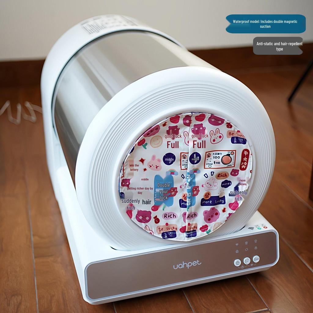 Stainless Steel Cat Litter Box with Dustproof, Odor-Control, Litter-Trapping Door Curtain for Privacy.