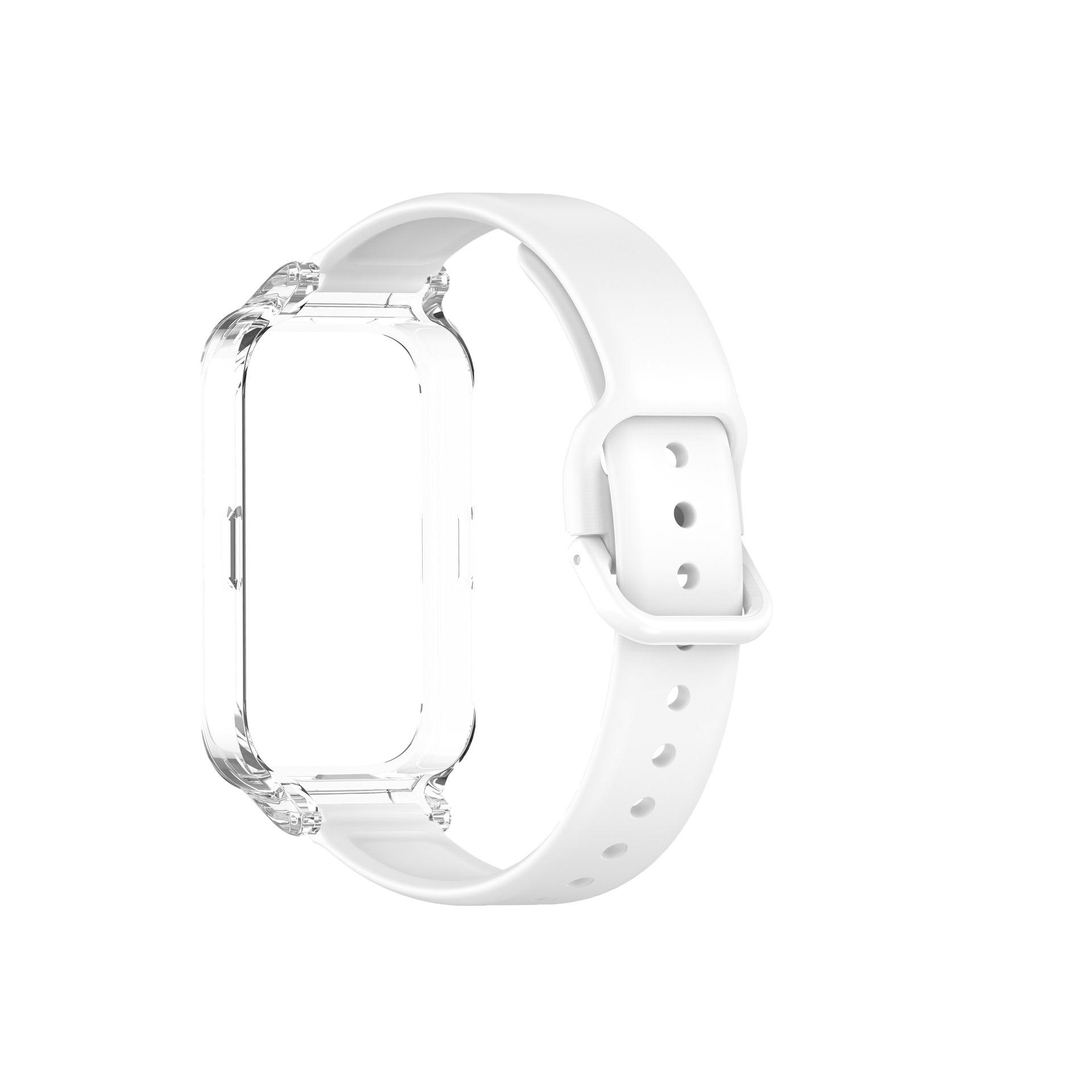 

Чехол для ПК + спортивный силиконовый ремешок 2 в 1 для Xiaomi Mi Band 9 Active Smart Watch, аксессуары, защитная пленка для экрана и ремешок для браслета Redmi band 3 Mi Band9Active/Redmiband3 белый
