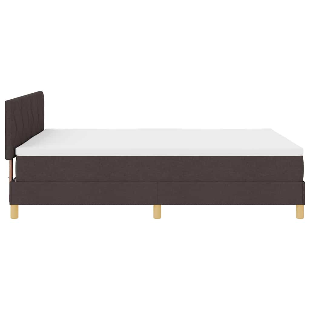 Box Spring Bed with Cushions Dark Brown 140 X 190 Cm Fabric