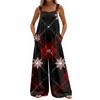Women's Christmas Print Solid Wide Leg Strapless Tank Pocket Casual Onesie