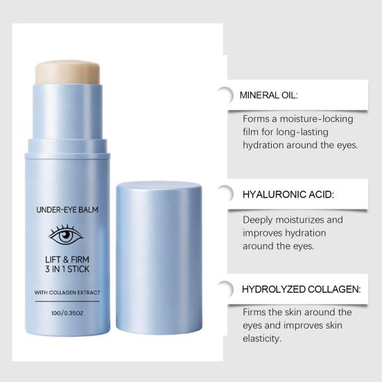 Eye Balm Moisturizing And Refreshing 3-in-1 Stick for Dark Circles Puffiness And Fine Lines 10g Hydrating Lifting Eye Care for Youthful Skin