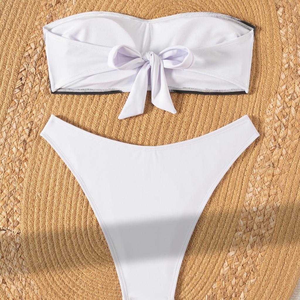 Bandeau Print Sexy Bikini Two Piece Tie Side Set Elegant Comfortable Swimwear