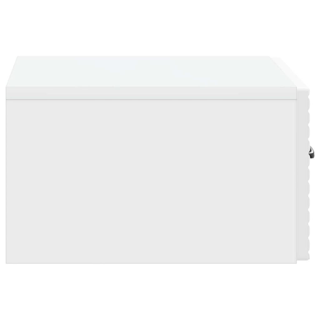 Wall Mounted Nightstand Set 2 pcs High Gloss White Engineered Wood