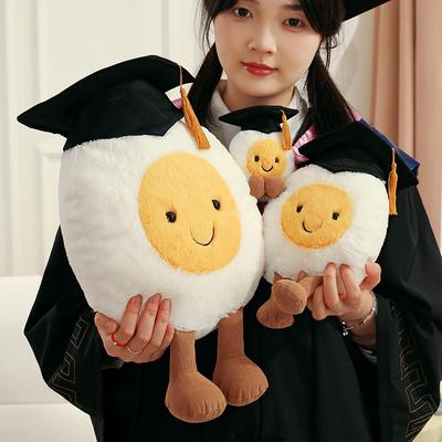 14/25/40CM Kawaii Παιχνίδι Βραστό Αυγό με Καπέλο Διδακτορικού Αστείο Μαξιλάρι Αυγού Γεμιστές Μαλακές Κούκλες Αποφοίτησης Δώρο Γενεθλίων