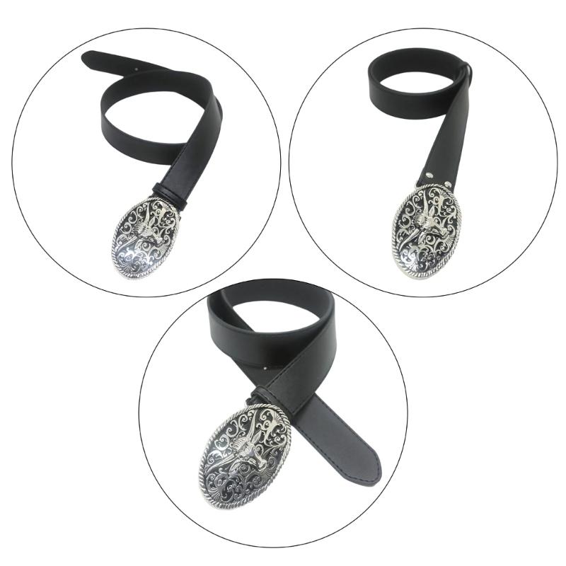 Simple Waist Belt with Metal Buckle Harajuku PU Waist Belt for Women Coat Dress Adjust Length Western Waist Belt