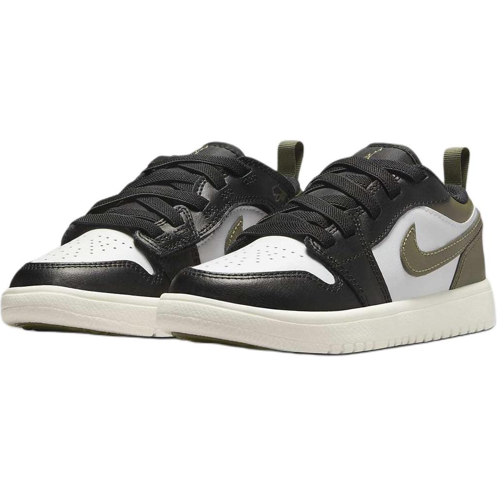 Air Jordan 1 Low ALT PS Black Toe Medium Olive Kids Sneakers Sail White DR9748-092