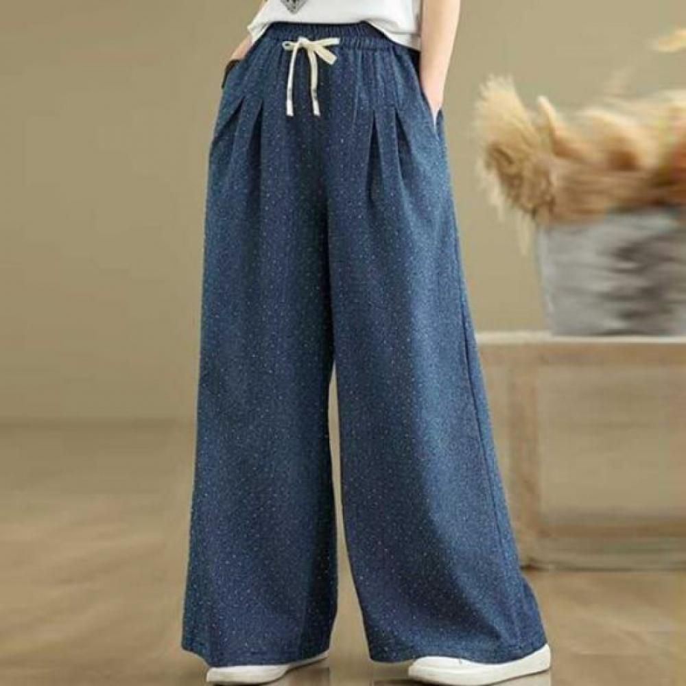 Navava Casual Thin Wide Banding Denim Pants Np367