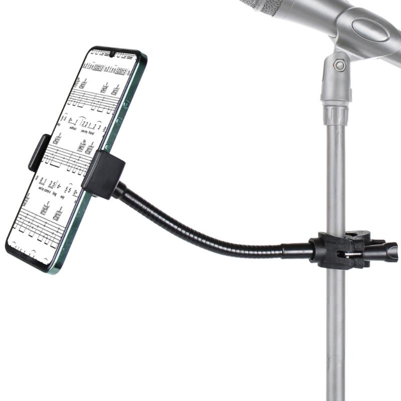 Secure Lock Phone Holder Phone Clip Mount Microphone Stand Phone Stand ABS and Metal Texture Perfect for Mobile Devices
