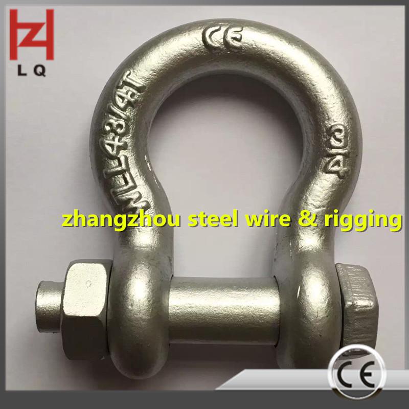 US Standard 12T High-Strength Alloy Steel Bow Shackle with Nut