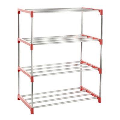 Shoes Rack 4 Tiers Shoes Shelf Tube Space-saving Hallway Storage Organizer for Home