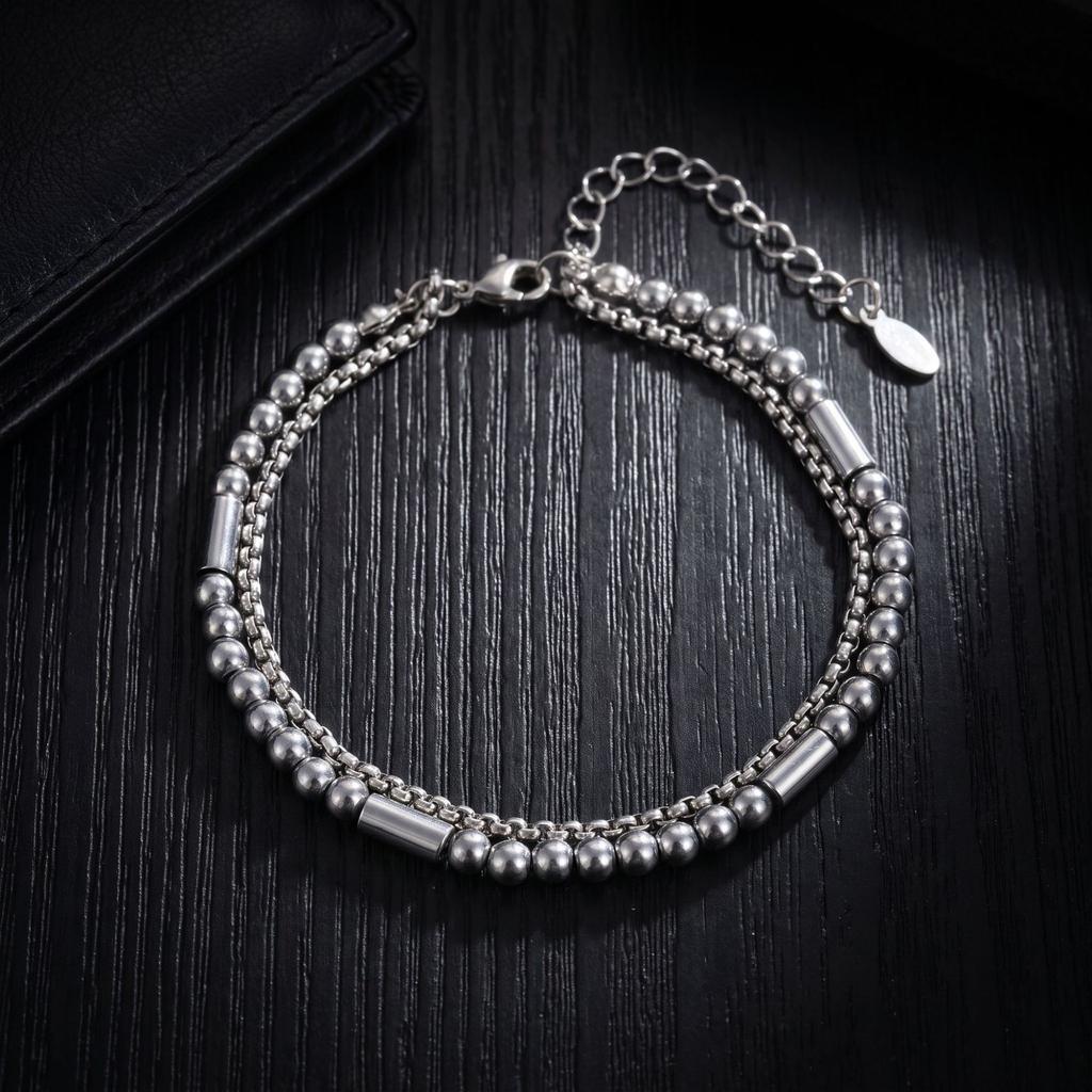 Men's bracelet - double-layer luxury high-end elegant hand accessory jewelry