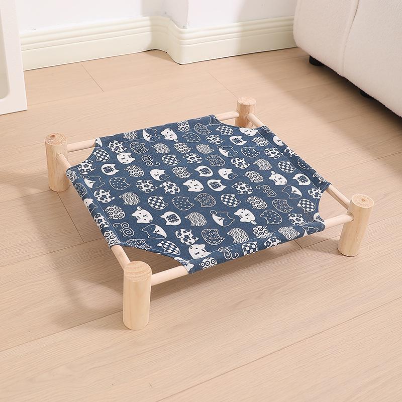 Atmungsaktives Ganzjahres-Haustierbett aus Massivholz - Abnehmbares, waschbares Hunde- und Katzennest