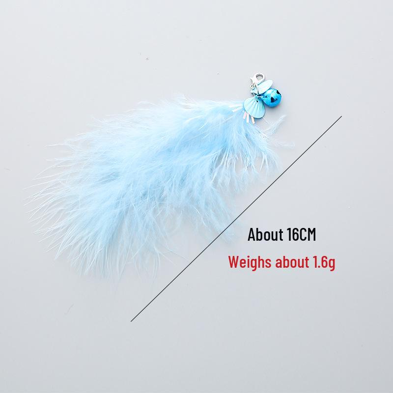 Colorful Feather Tassel Cat Teaser Wand with Plush Replacement Head