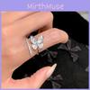 Fashionable Butterfly Design Adjustable Open Ring For Women Elegant Silver Set