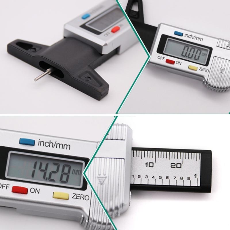 Digital däckmönstermätare 0-25,4 mm Tum Däckmätare Digital med Stor LCD-display & Däckmönsterdjupmätning