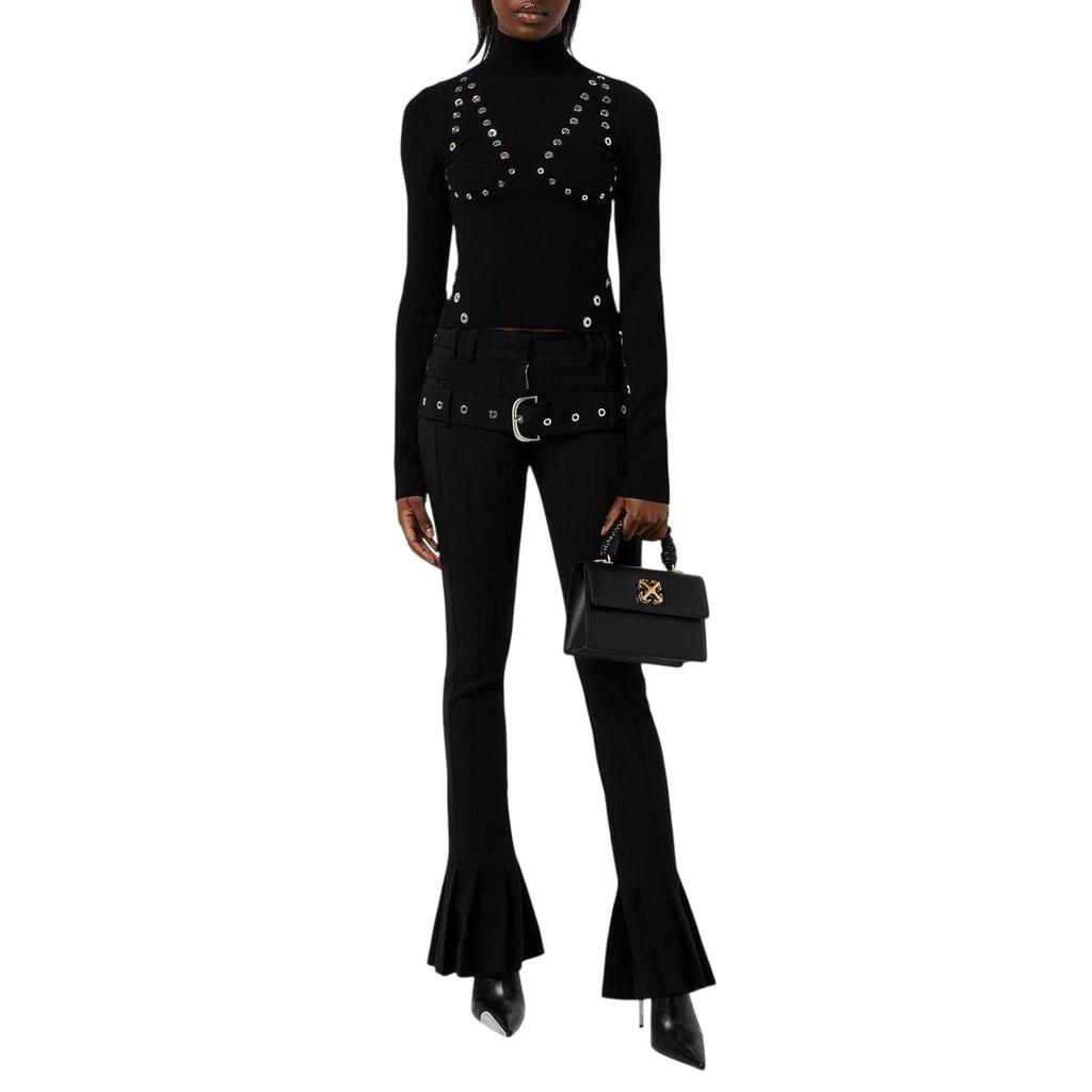 Off White Womens/Ladies Eyelets Mock Neck Top