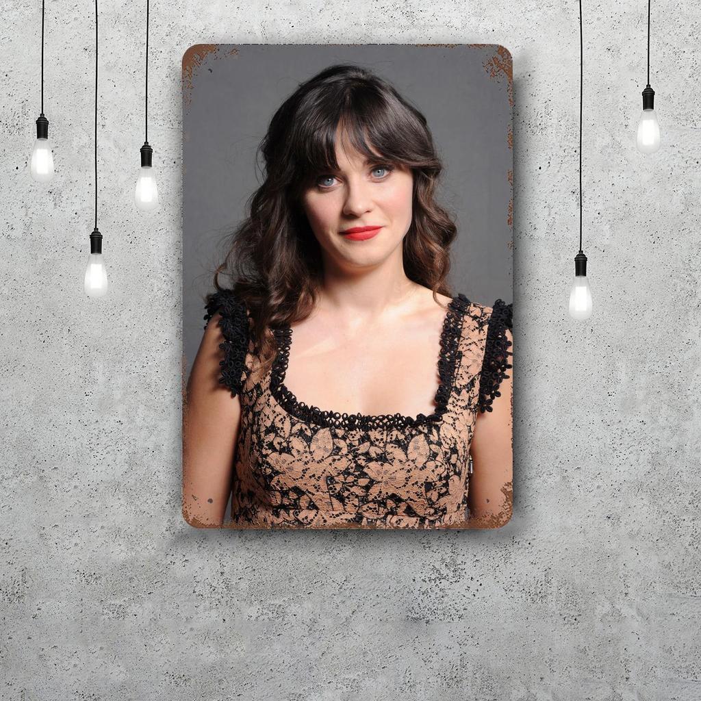 Zoey Deschanel Actor Decor Vintage Metal Signs Tin Signs Captain Poster Decor for Bar Pub Club Man Cave Wall Decoration