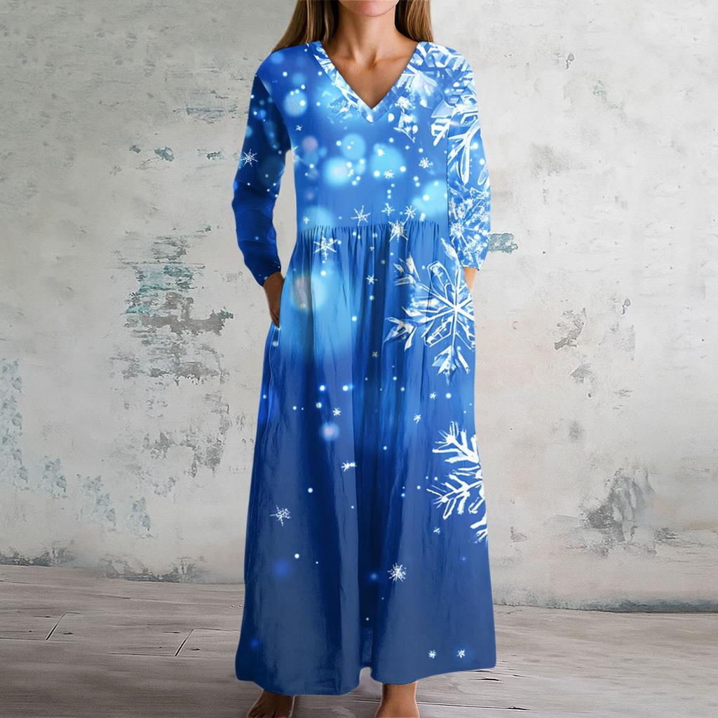 Women's Fashion Dress Spring V-neck Long Sleeve Dress