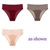 CINOON 3Pcs/Lot Sexy Ice Silk Satin Briefs Mid-Waist Mesh Seamless Underwear Solid Color Patchwork Breathable Panties