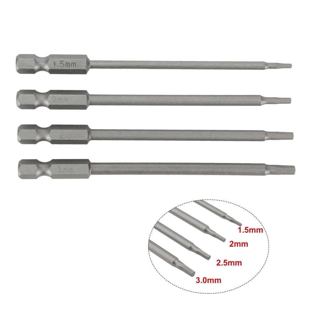 4pcs 1/4 Hex Shank Magnetic Head Screw Driver Screwdriver Bit 1.5/2.0/2.5/3.0mm Head Screwdriver Drill Bit Screw Driver Bits