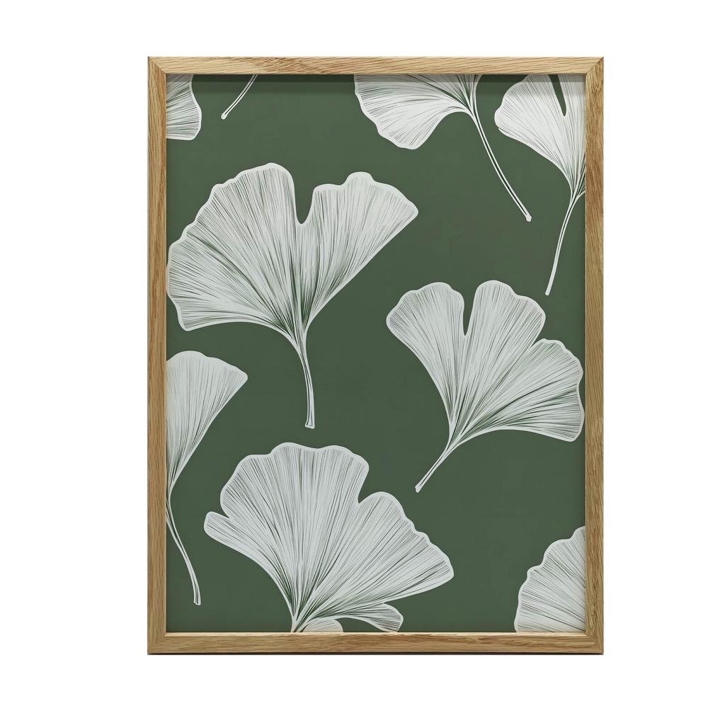 Minimalistyczny Plakat Liści Ginkgo Biloba Minimalistyczny Plakat Liści Ginkgo Biloba, 50X70 Cm, Rama Aluminiowa Czarna, Papier Matowy 230 Gsm
