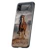 Luxury Phone Case For Samsung Galaxy Z Flip 3 4 5 6 Hard Black Folding PC For Samsung Z Flip3 Flip4 Flip5 Cover Horse Animal