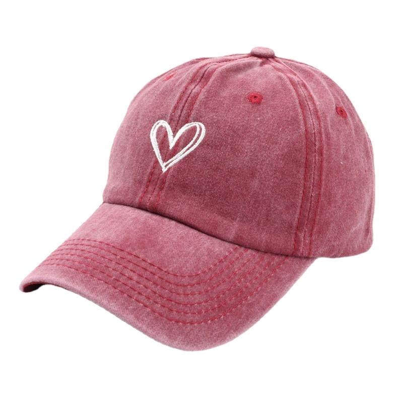 Distressed Baseball Hat for Girls Women Embroidery Heart Casual Hat for Sports Gym Mountain Camping Hat Outdoor Activity