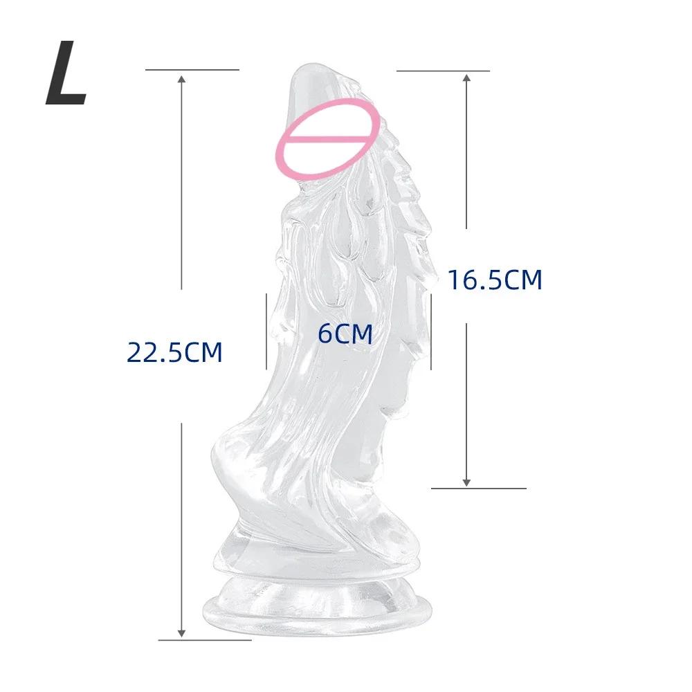Dildo Monstro Dragão Transparente TPE Macio Plug Anal S/M/L Ventosa Brinquedos Sexuais Para Mulheres Homens Iniciante Pênis Grande Enorme Buttplug Adulto 18