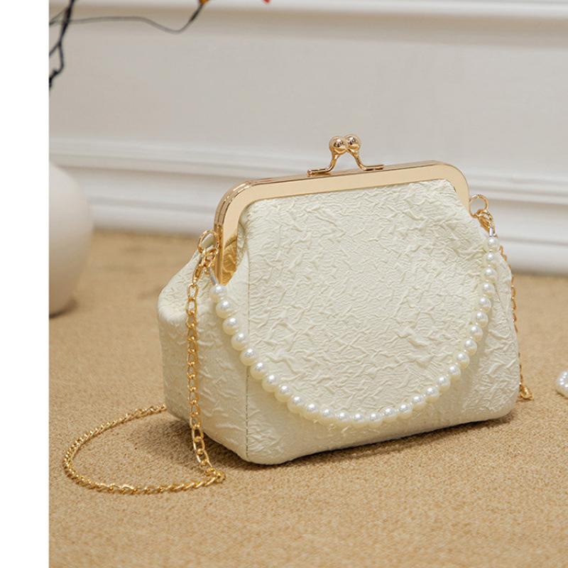 Perlentasche Sommer tragbar Muscheltasche Minitasche Umhängetasche mit Kette Perlen-Umhängetasche Damen