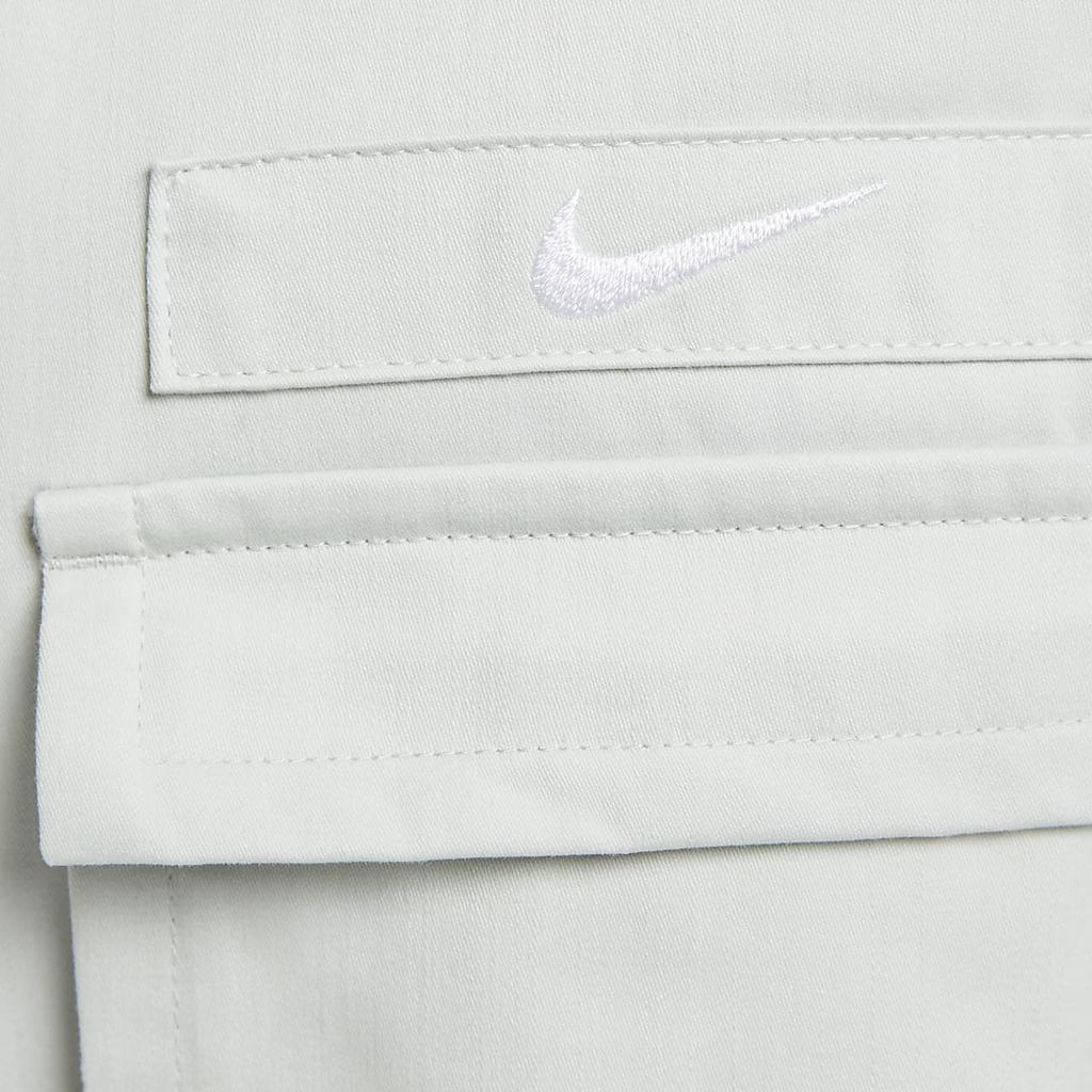 New Nike Life Woven Military Short-Sleeve Button-Down Shirt 'Light Silver' DX3341-034