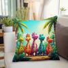 1Pc Cartoon Dinosaur Family Print Throw Pillow Cover,Suitable For Sofa,Bedroom,Kids Room,A Playful Gift For Little Dino Lovers