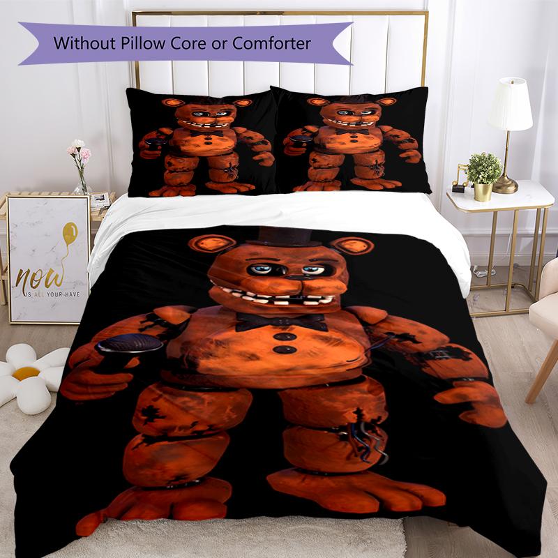3pcs Five Nights At Freddy's Bedding Set Duvet Cover Closure Includes 1 Duvet Cover & 2 Pillowcases, Soft and Comfortable for All Seasons.
