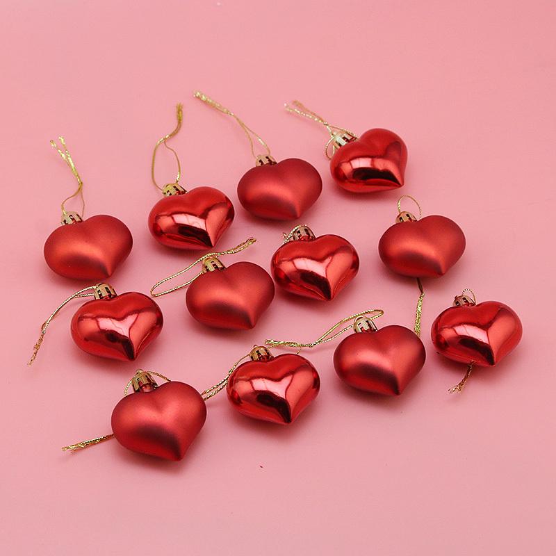(12pcs/pack)5cm Christmas Tree Pendant Electroplated Heart Xmas Ball Pendant Plastic Matte Mix Decoration Accessories Party