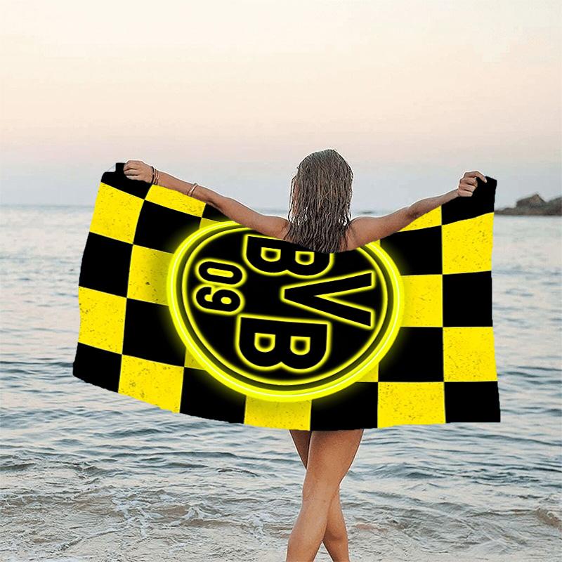 1pc B-BVB Beach Towel, Beach and Seaside Swimming Pool Equipment, Fashion Pattern, Rectangular, Travel Essentials