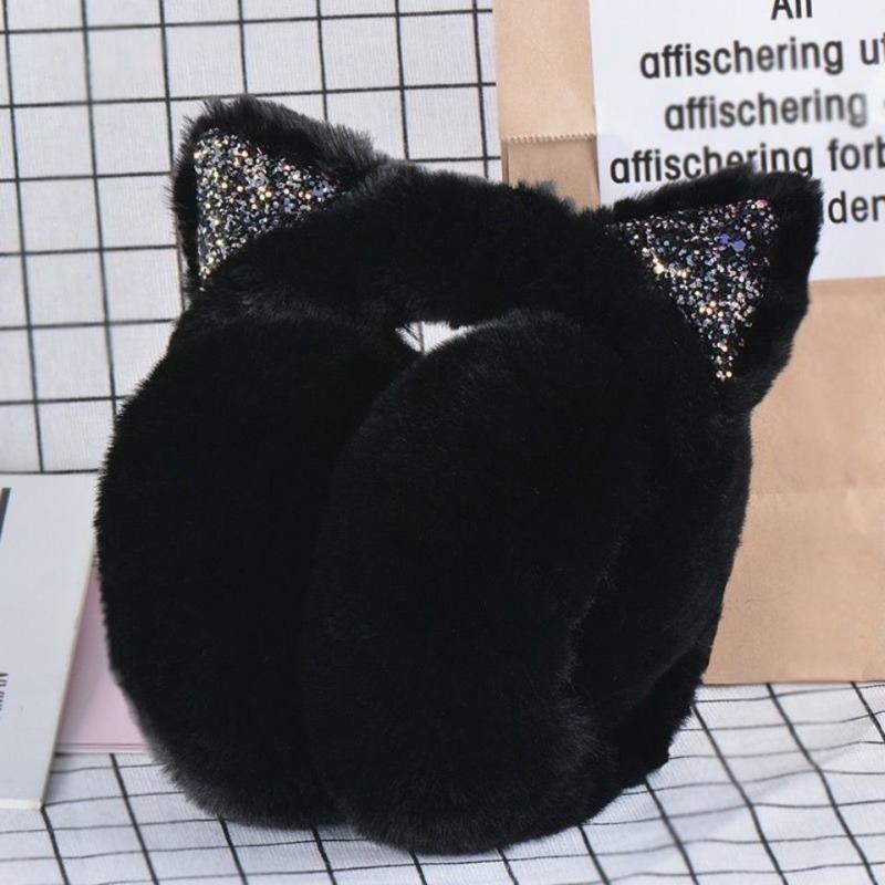 Girl Winter Cat Ear Earmuffs Foldable Warm  Protect Cute Faux Fur Soft Fluffy Earcap Korean Style Children Ear Cover Ear Muff