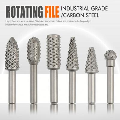 6-Piece Woodworking Rotating Irregular-Shaped File Set Steel Files with Round Handles Grinding and Polishing Tools Deburring