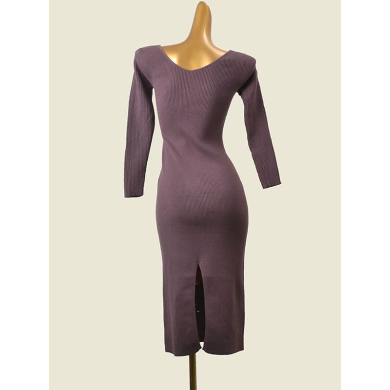 Stylish Silm Bodycon Dress Fashion Wind Long Sleeves Heattech Base Knitting Export Dress
