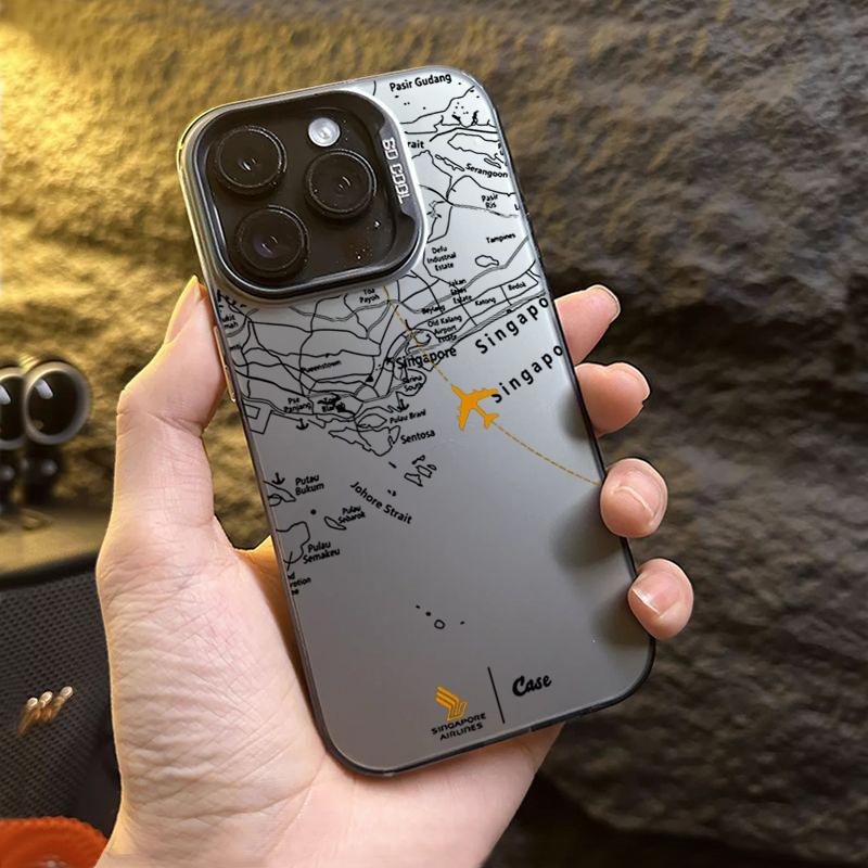 Travel-Inspired Airplane Route Design Silver IMD Case For  Redmi Note 14 13 12 11 10 Pro Plus 5G 12S 11 Redmi 14C 13 Cover