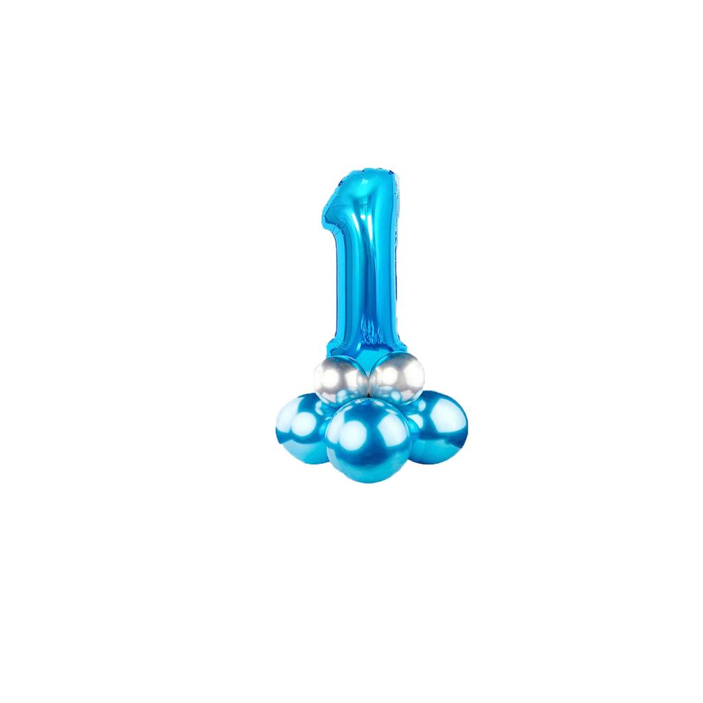 Blue Number Balloon Foil Balloons Boy Little Prince 1st Birthday Party Decorations Kids 2 Years Anniversaire