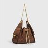 Fall Winter Women Quilted Chain Bucket Bag Trendy Style Faux Suede Handbag Fashion Shoulder Crossbody Ladies Purse