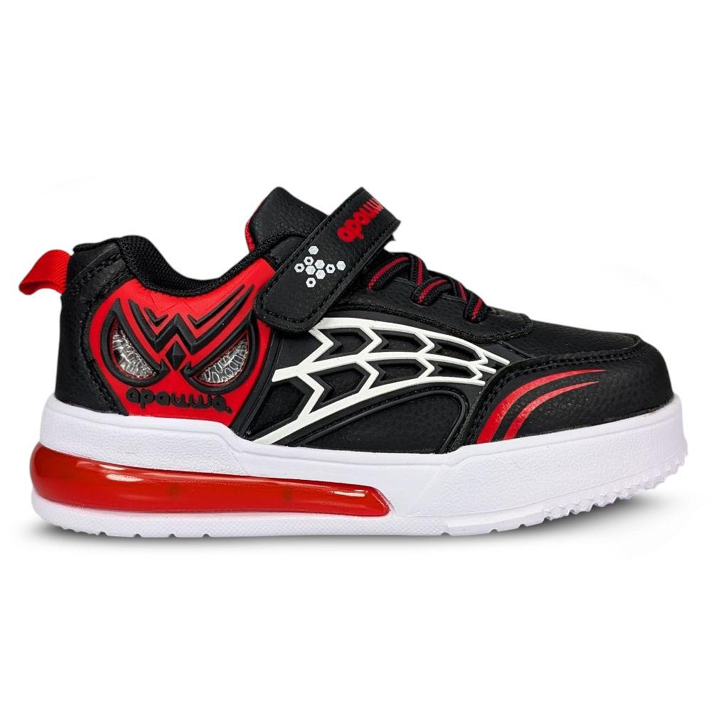 Spider Velcro Children's Shoes with LED Lights Black and Red 30